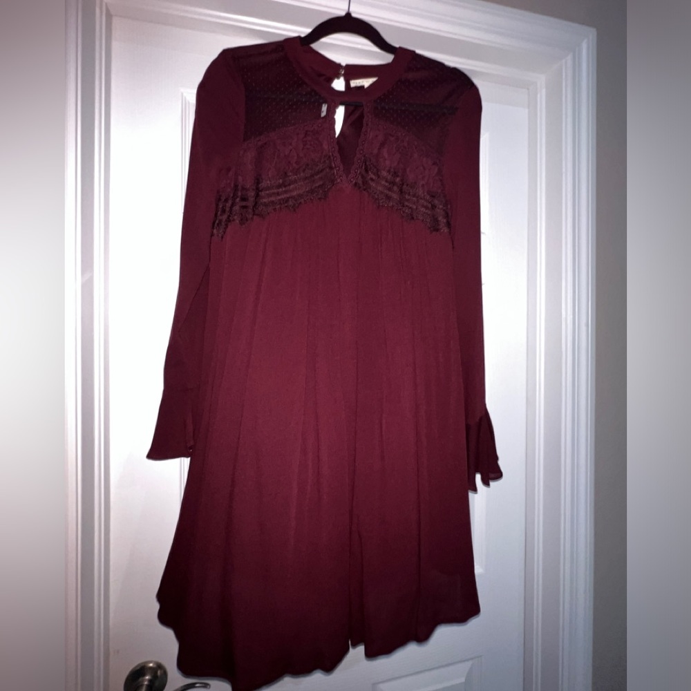Burgundy Dress with Lace